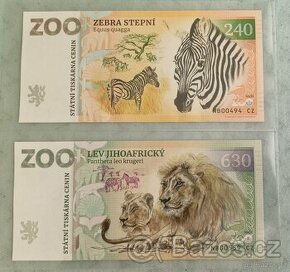 2 bankovky - Gábriš - Zoo Chleby - zebra, lev