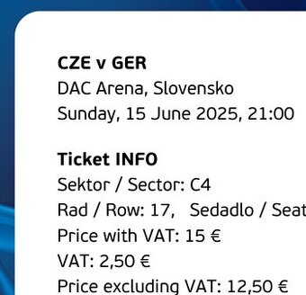 vstupenky na utkání EURO U21 CZE-DE