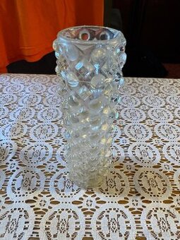Vintage skleněná váza s bublinovým vzorem (cca 17cm)