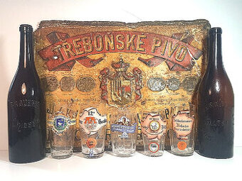 Pivní sklo sklenice půllitry tretinky cedule lahve 18