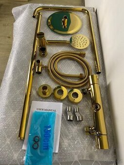 Zlatý volně stojící sprchový set - 1