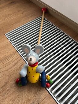 Dřevěné odrážedlo/ chodítko myš na tyči