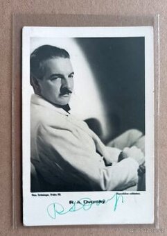 R. A. Dvorský autogram na propagační fotografii, 30. léta