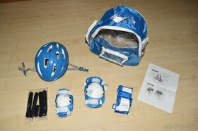 Set: cyklistická helma, chrániče, batoh