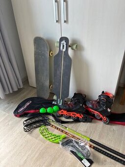 Brusle skate long board florbal set