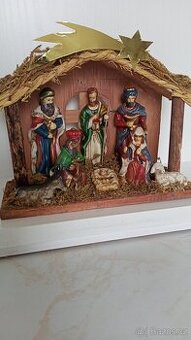 Starý betlém s keramickými figurkami-SLEVA - 1