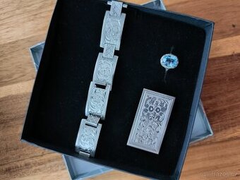 Art Deco stříbrný set – Ag 800, topaz, cca 1930