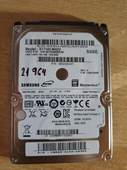 750gb sata do notebooku bez vadných sektorů.