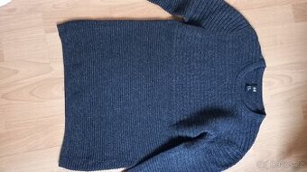 Pánský Tmavě šedý svetr melír – s vroubkovým vzorem