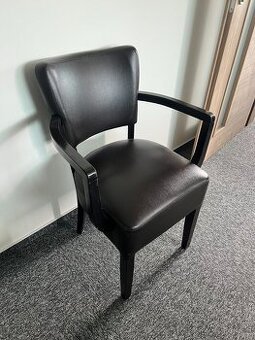 Židle čalouněná koženková hnědá s područkami i bez