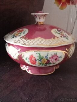 Starožitný porcelán - dóza s víkem - 1