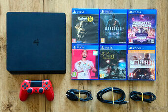 PS4 konzole Slim + 6 her TOP STAV