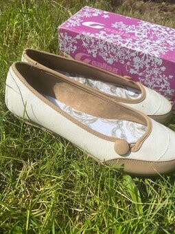 Baleríny white/brown, s knoflíčkem vel. 40,5