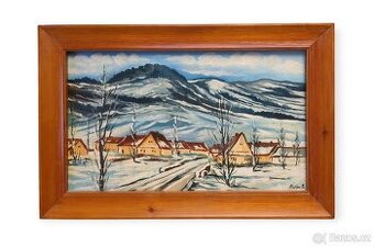 OBRAZ - Vesnice s horami v pozadí - sign.