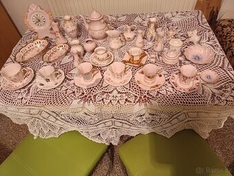 Růžový porcelán,hutní sklo,novoborske sklo