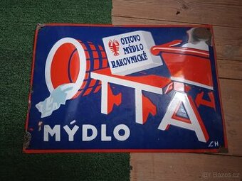 STARÁ SMALTOVANÁ CEDULE MÝDLO OTTA