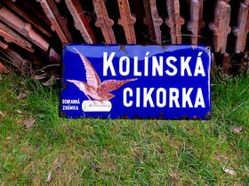 Kolínská Cikorka – stará  smaltovaná cedule , 50 X 25 cm. - 1