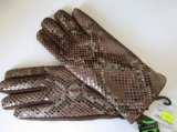 Semišové rukavice s hadím vzorem, hnědé a šedé, vel. L - 1