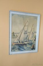 Malovaný obraz - dvě lodě (zarámované) - 1