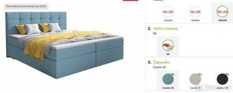 Zánovní Čalouněná postel boxspring GLOS s úložným prostorem