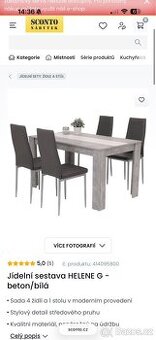 JÍDELNÍ SET HELENE - Jídelní sestava HELENE G - beton/bílá