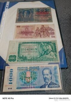 Prodám Československé bankovky 9 kusů