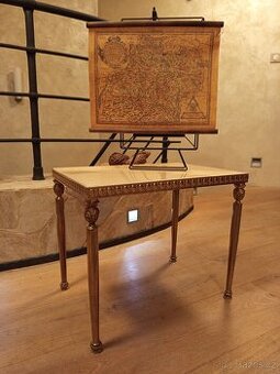 Starožitný stoleček mramor-mosaz