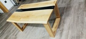 Epoxidový, dubový konferenční stolek - 1