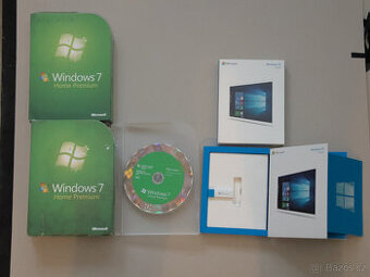 2x Windows 7 krabice, 2x Windows 10 krabice