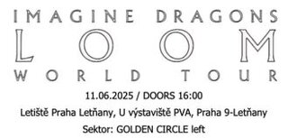 Imagine Dragons 2× vstupenka GOLDEN CIRCLE left