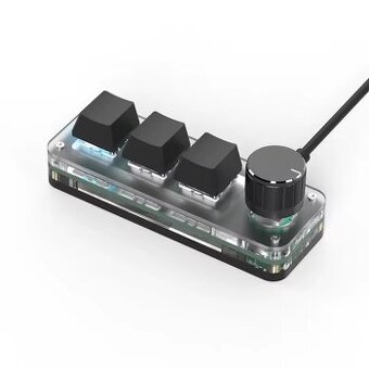 Programovatelný Macropad – 3 tlačítka + otočný enkodér