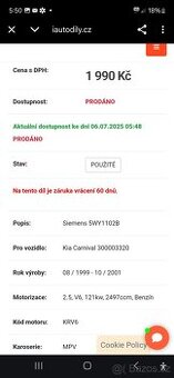 Řídící jednotka kia carnival