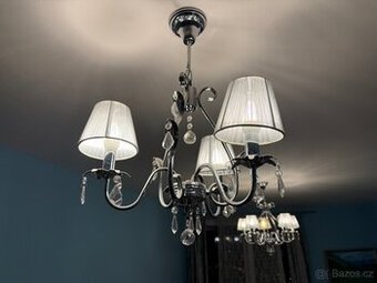 Tříramenný lustr 45 cm – chrom, pravé krystaly