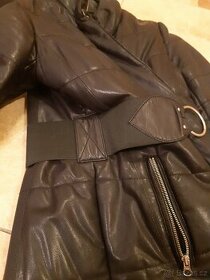 Kožený černý vyteplený kabát 3/4, vel.M - 1