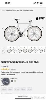 Prodám SANTAFIXIE RAVAL FIXED BIKE - ALL WHITE 60MM