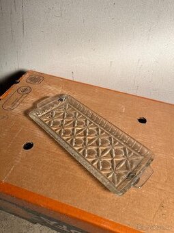 Obdélníkový skleněný tác / podnos s uchy