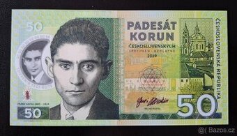 Polymerová bankovka 50 korun, Franz Kafka, 2019, Gábriš, UNC
