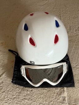 🎿 Lyžařská helma Salomon + brýle Scott – bílo-červený set
