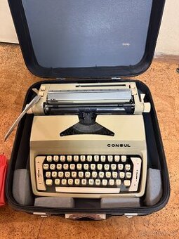 Psací stroj Consul v kufříku + originální čisticí sada  ČSSR
