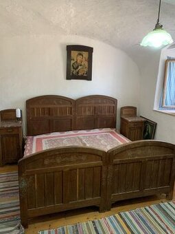 Secesní ložnice z masivu s mramorem – starožitný komplet