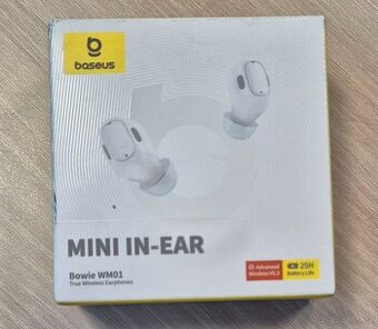 NOVÁ Bezdrtátová sluchátka Baseus Bowie WM01 bílá