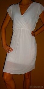 NOVÉ šifonové šaty s výstřihem vel.S/M Made in Italy - bílé