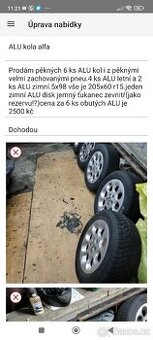 ALU kola z letními pneu pneu plus zimni