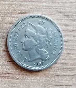 USA 3 Cents 1867 mince Spojené státy Americké Sever. Amerika