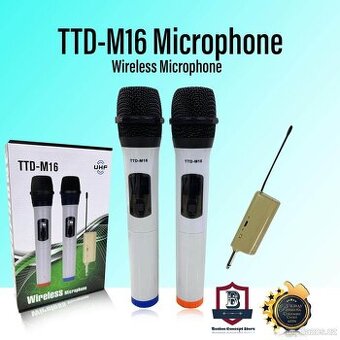 2ks Karaoke Bezdrátový Mikrofon Dynamický TTD-M16