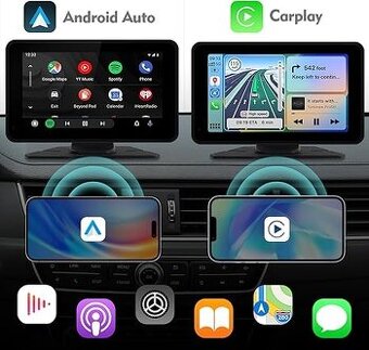 Přenosné bezdrátové stereo Carplay a Android Autoradio 7palc