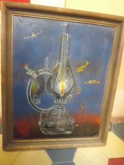 Starý Obr Obraz Olej - DAGMAR ŠIMKOVÁ  Petrolejka a Letadla