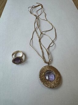 Zlatý náhrdelník s prstenem 14k