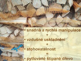 Štípané suché palivové dřevo pytlované - měkké / tvrdé