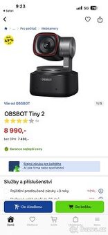 OBSBOT 4K Tiny 2 Kamera web camera.Původní cena 9500kc